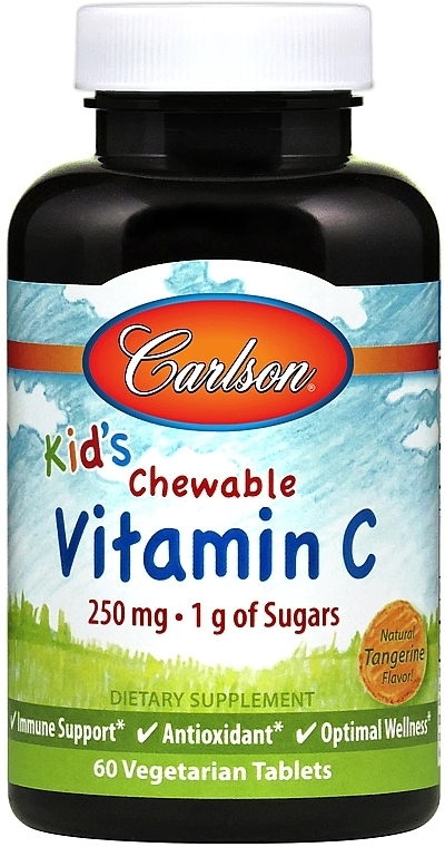 Vitamin C Dietary Supplement, chewable tablets - Carlson Labs Kid's Chewable Vitamin C — photo N1