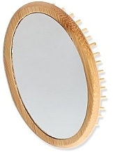 Fragrances, Perfumes, Cosmetics  Oval Wooden Hair Brush with Mirror  - Mood Hairbrush + Pocket Mirror