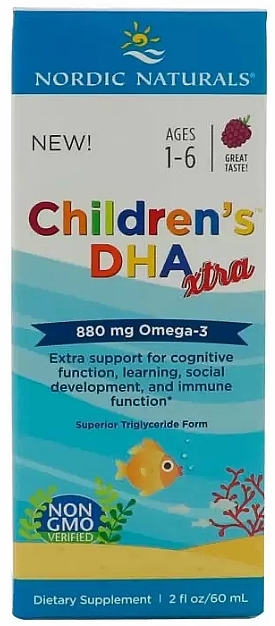 Kids Dietary Supplement, grape taste 880 mg, "Omega-3" - Nordic Naturals Children's DHA Xtra — photo N4