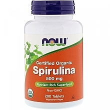 Vegan Supplement "Spirulina" 500mg - Now Foods Certified Organic Spirulina — photo N1