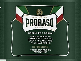 GIFT! Pre-Shaving Cream with Eucalyptus and Menthol Extract - Proraso Green Line Pre-Shaving Refreshing and Toning Cream (sample) — photo N1