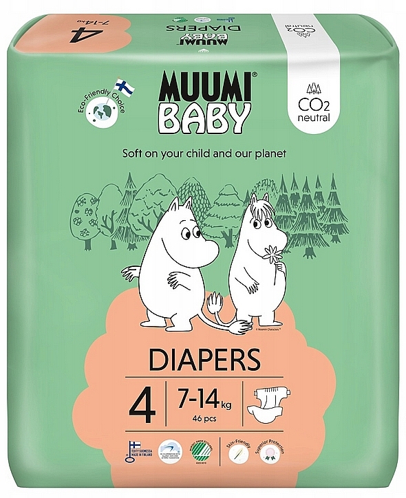 Diapers, Size 4, 7-14 kg, Pack of 46 - Muumi Baby — photo N1