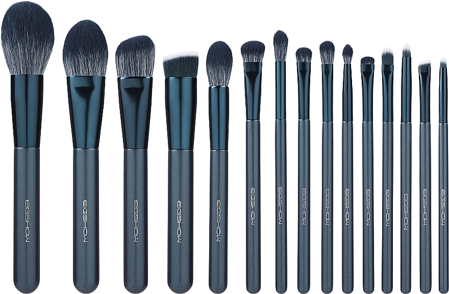 Makeup Brush Set, 15 pcs - Eigshow Makeup Brush Kit Tourmaline Blue — photo N1