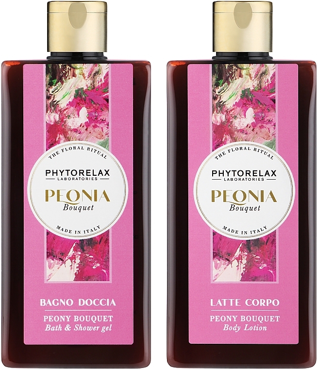 Set - Phytorelax Laboratories The Floral Ritual Peony Bouquet (sh/gel/250ml + b/lot/250ml) — photo N2