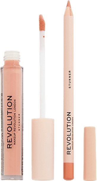 Lip Makeup Set - Makeup Revolution Lip Contour Kit Stunner (lip/gloss/3ml + lip/pencil/1g) — photo N3