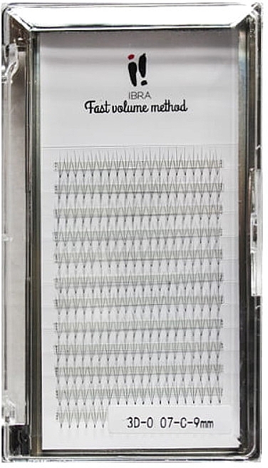 Individual Lashes 0.07-C, 9 mm - Ibra Fast Volume Method 3D — photo N1