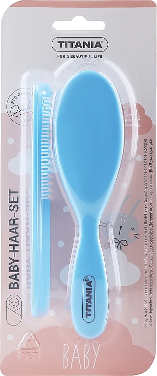 Baby Hair Brush & Comb Set, blue - Titania (hairbrush/comb) — photo N1