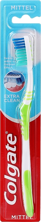Toothbrush Medium Hard "Extra Clean", green - Colgate Extra Clean Medium — photo N3