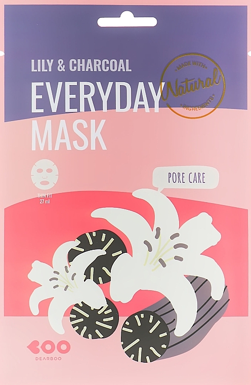 Face Mask with Lily Extract & Charcoal - Dearboo Everyday Mask Lily & Charcoal — photo N1