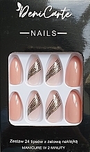 Fragrances, Perfumes, Cosmetics False Nails with Gel Stickers, 24 pcs. - Deni Carte 8976