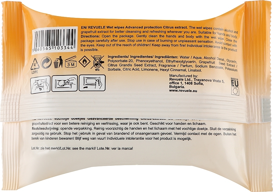 Wet Wipes with Citrus Extract - Revuele Advanced Protection Wet Wipes Citrus Extracts — photo N2