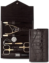 Fragrances, Perfumes, Cosmetics Manicure Set, 7 tools, brown - Nippes Solingen Manicure Set Croco 1097