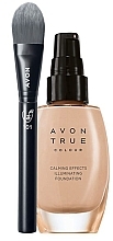 Fragrances, Perfumes, Cosmetics Set - Avon True Colour (foundation/30ml + brush/1pc)