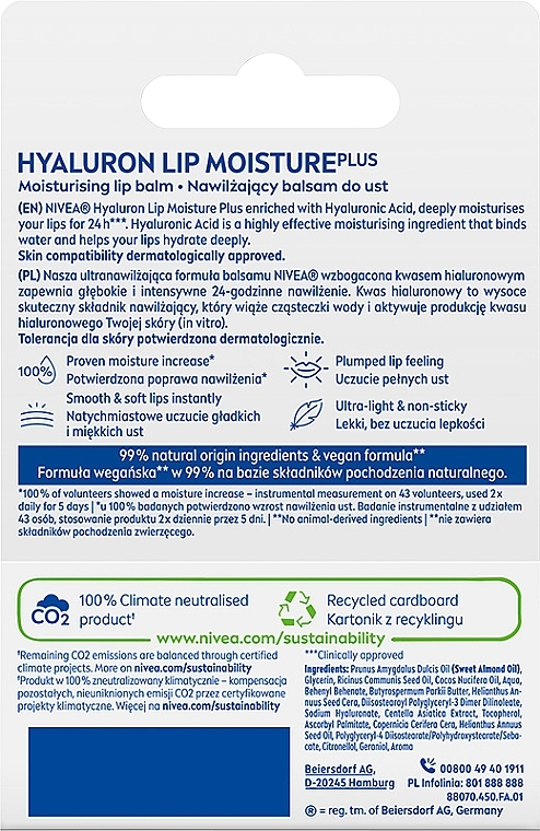 Lip Balm - Nivea Hyaluron Lip Moisture Plus — photo N2