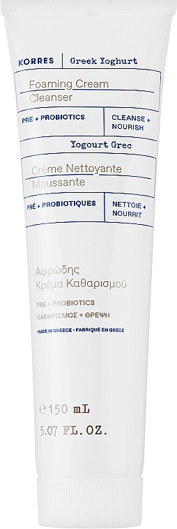 Face Cleansing Cream Foam with Probiotics - Korres Greek Yoghurt Foaming Cream Cleanser Pre+ Probiotics — photo N1