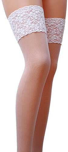 Stockings with Lace Band ST003, 17 Den, bianco - Passion — photo N5
