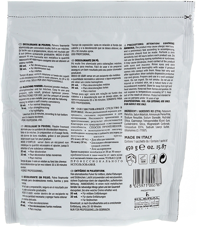 Anti-Yellow Bleaching Powder (refill) - Kleral System Platinker  — photo N2