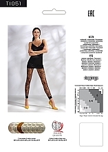 Fine Fishnet Leggings with Floral Pattern, TI051, nero - Passion — photo N2
