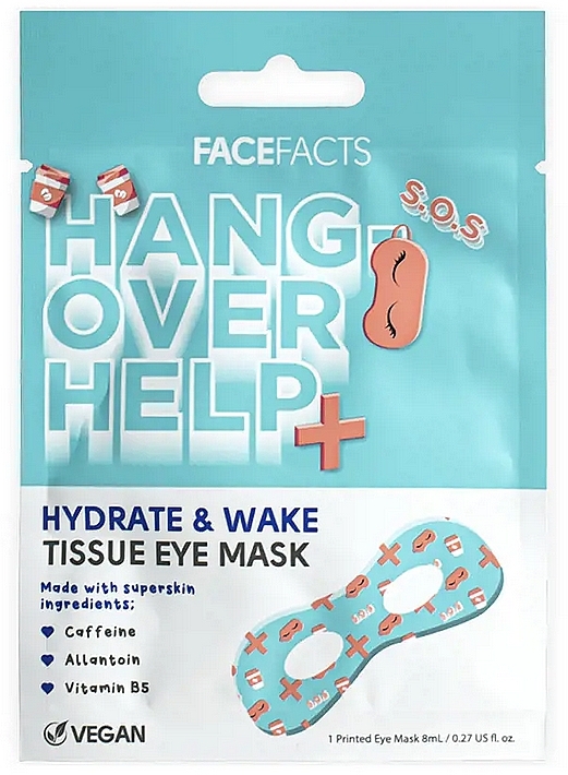 Hangover Moisturizing Sheet Mask - Face Facts Hangover Help Hydrating Tissue Eye Mask — photo N1