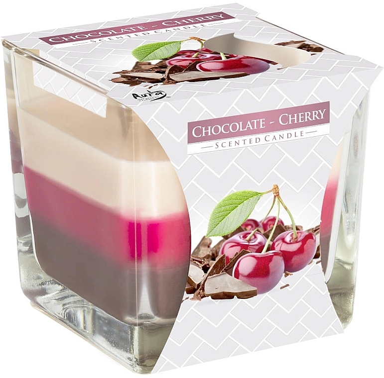 Aromatic Three-Layer Candle 'Chocolate-Cherry' - Bispol Scented Candle Chocolate & Cherry — photo N2
