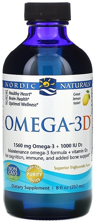 Dietary Supplement with Lemon Taste in Liquid "Omega 3D" - Nordic Naturals Omega 3D — photo N1