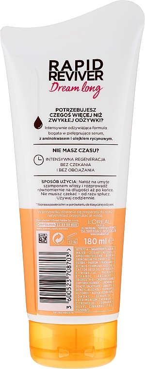 Hair Balm for Long & Damaged Hair - L`Oreal Paris Elseve Rapid Reviver Dream Long — photo N14