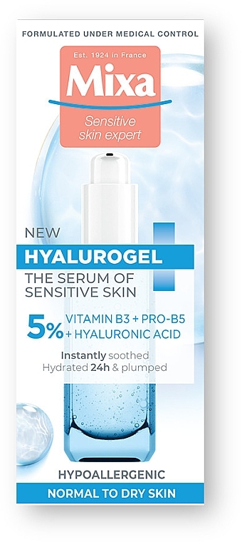 Moisturizing Serum for Sensitive Skin with Hyaluronic Acid and Vitamin B3 - Mixa Hyalorugel — photo N2