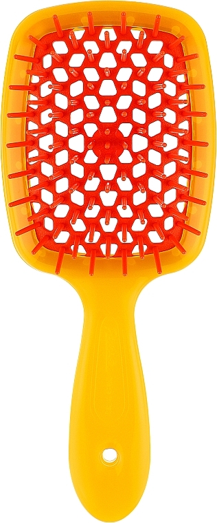 Hair Brush 17.5 x 7 cm, yellow and orange - Janeke Small Superbrush Fluo Yellow Orange — photo N1