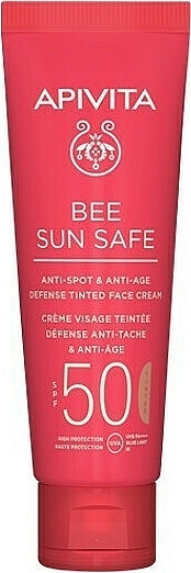 Seaweed & Propolis Tinted Face Cream - Apivita Bee Sun Safe Anti-Spot & Anti-Age Defense Tinted Face Cream SPF 50 — photo N1