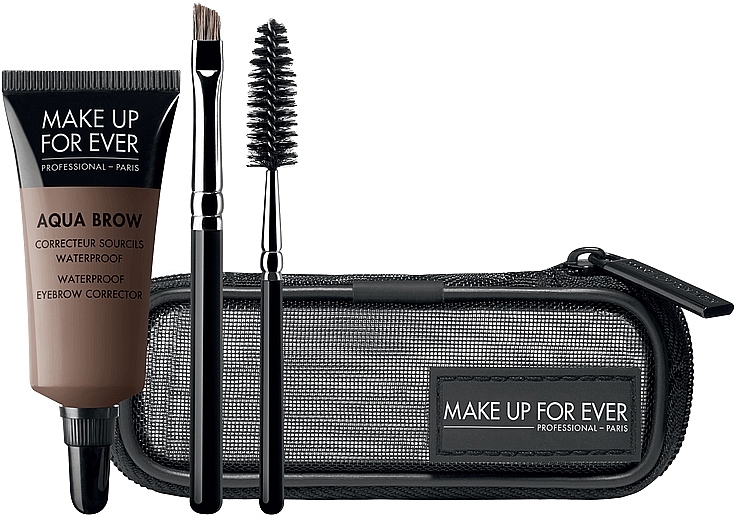 Set - Make Up For Ever Aqua Brow Eyebrow Corrector Kit (corrector/7ml + brush/2pcs + bag) — photo N1