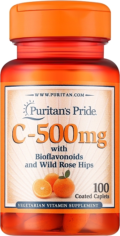 Vitamin C with Bioflavonoids & Rosehip Dietary Supplement - Puritan's Pride Vitamin C-500 Mg With Bioflavonoids & Rose Hips — photo N1