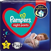 Night Diaper Pants 5 (12-17 kg), 22 pcs - Pampers — photo N1