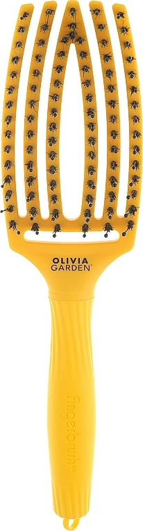 Combo Hair Brush, yellow - Olivia Garden Fingerbrush Combo Nineties Sweet Lemonade — photo N1