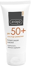 Fragrances, Perfumes, Cosmetics Tinted Cream - Ziaja Med Tinted Cream Natural SPF50+