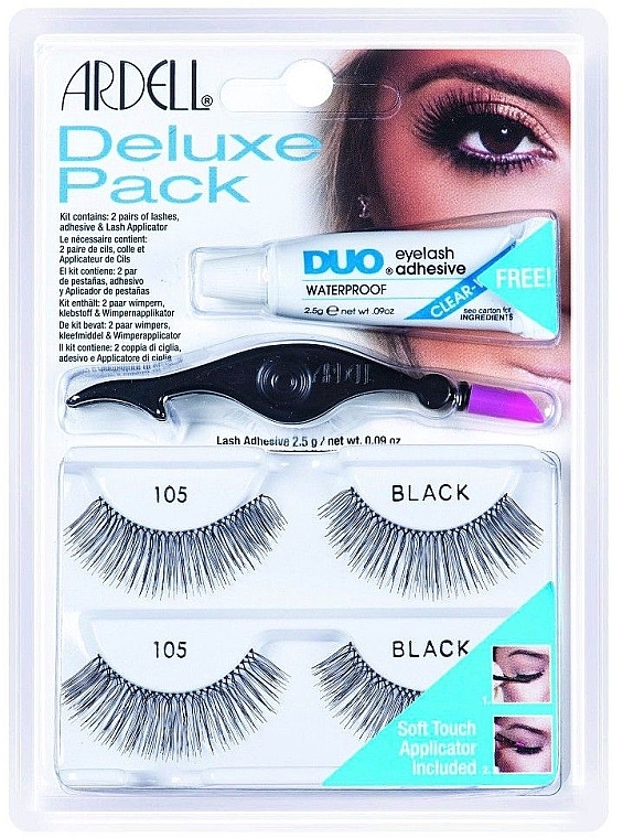 False Lashes Kit - Ardell Eyelash 105 Deluxe Kit Black — photo N1