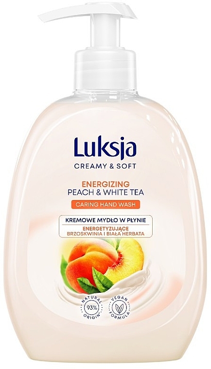 Liquid Cream Soap "Peach & White Tea" - Luksja Creamy & Soft Energizing Peach & White Tea Caring Hand Wash — photo N2