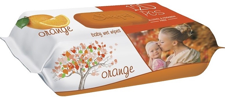 Orange Wet Wipes, 120 pcs - Sleepy Orange Wet Wipes — photo N1