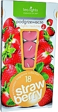 Strawberry Tealights, 18 pcs - Admit Tea Light Essences Of Life Candles Strawberry — photo N1