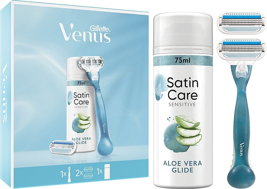 Set - Gillette Venus Smooth (razor/1pc + refil/2pcs + shave/gel/75ml) — photo N1