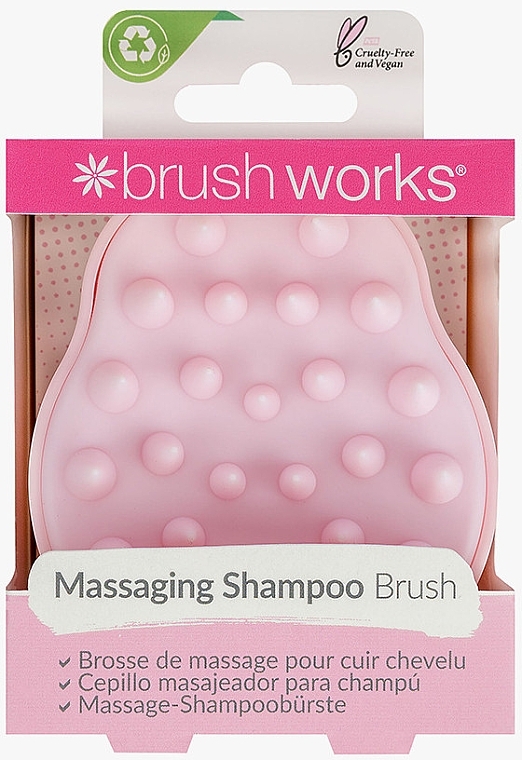 Massage Shampoo Brush, pink - Brushworks Shampoo Massage Brush — photo N1