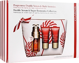 Fragrances, Perfumes, Cosmetics Set - Clarins Double Serum & Super Restorative (ser/30ml + cr/15ml + n/cr/15ml + bag)