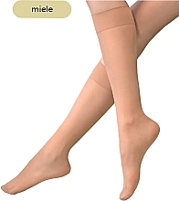 Women Knee-Socks 'Sabia', 10 Den, miele, 2 pairs - Knittex — photo N1