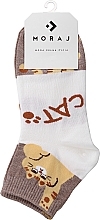 Fragrances, Perfumes, Cosmetics Women Short Cotton Socks, size 3/4, kitten pattern, beige - Moraj