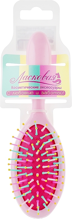 Small Massage Hair Brush "Bright Colors", pink - Laskovaya — photo N1