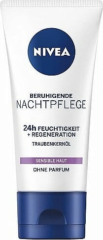 Soothing Night Cream with Grape Seed Oil & Liquorice Extract - Nivea Soothing Night Cream 24H Moisture + Regeneration — photo N1