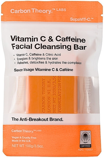 Vitamin C & Caffeine Cleansing Soap - Carbon Theory Vitamin C & Caffeine Facial Cleansing Bar — photo N1