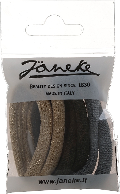 Hair Ties, 6 pcs, gold + khaki + gray - Janeke — photo N1