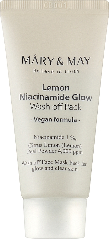 Cleansing Niacinamide Mask for Even Skin Tone - Mary & May Lemon Niacinamide Glow Wash Off Pack — photo N4