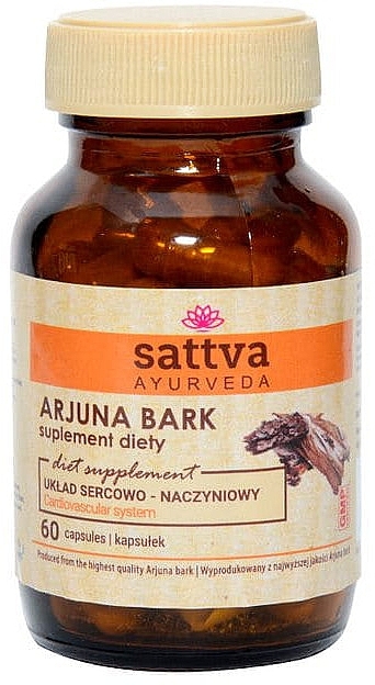 Arjuna Extract Dietary Supplement, 60 Caps - Sattva Ayurveda Arjuna Extract Supplement — photo N1