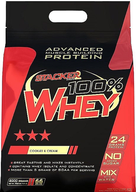 100% Whey Protein, cream cookie - Stacker2 Europe 100% Whey Cookies & Cream — photo N1